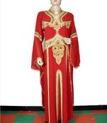 Red embroidered georgette islamic kaftan