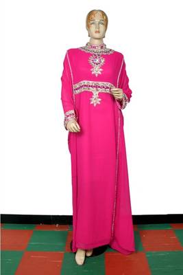 Rani pink embroidered georgette islamic kaftan 1