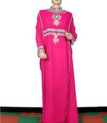 Rani pink embroidered georgette islamic kaftan