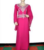 Pink embroidered georgette islamic kaftan