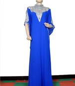 Blue embroidered georgette islamic kaftan