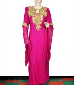 Rani pink embroidered georgette islamic kaftan