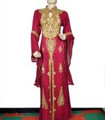 Rani pink embroidered georgette islamic kaftan