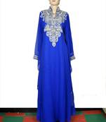 Royal blue embroidered georgette islamic kaftan