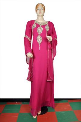 Rani pink embroidered georgette islamic kaftan 1
