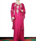 Rani pink embroidered georgette islamic kaftan