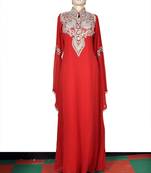 Red embroidered georgette islamic kaftan