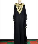 Black embroidered georgette islamic kaftan