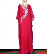 Rani pink embroidered georgette islamic kaftan