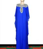 Blue embroidered georgette islamic kaftan
