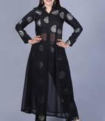 Black Jewel Jacket Style Kurti with Straight Pants