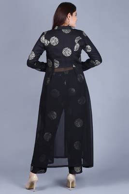 Black Jewel Jacket Style Kurti with Straight Pants 5