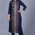 Blue Rayon Foil Printed Collared Kurti with Straight Pants