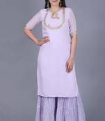 Lavender Georgette Short Kurti with Gathered Sharara