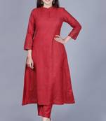 Classic Maroon Flared Kurti with Straight Pants