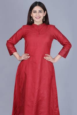 Classic Maroon Flared Kurti with Straight Pants 4