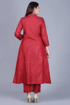 Classic Maroon Flared Kurti with Straight Pants 5