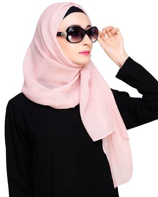 Pink plain cotton hijab 1