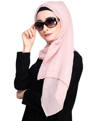 Pink plain cotton hijab 2