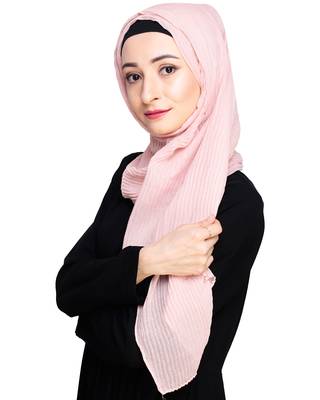 Pink plain cotton hijab 3