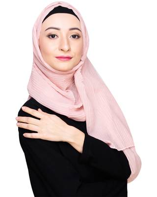 Pink plain cotton hijab 4