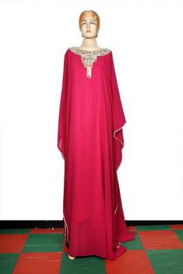Rani pink embroidered georgette islamic kaftan 1