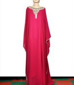 Rani pink embroidered georgette islamic kaftan