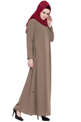 Beige a-line simple abaya 1