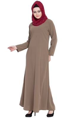 Beige a-line simple abaya 2