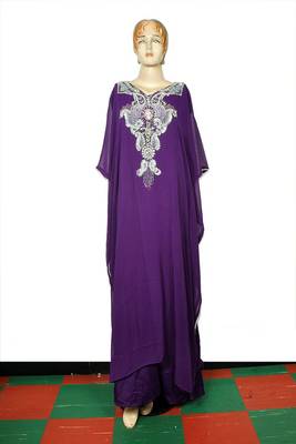 Purple embroidered georgette islamic kaftan 1