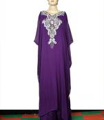 Purple embroidered georgette islamic kaftan