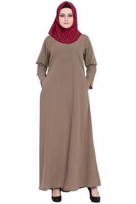 Beige a-line simple abaya 3
