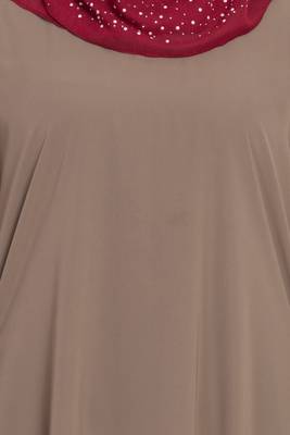 Beige a-line simple abaya 4
