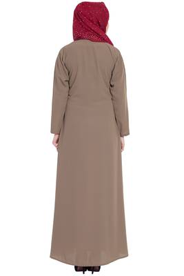 Beige a-line simple abaya 5