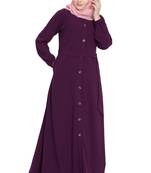 Purple front open girls stylish abaya