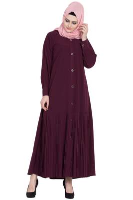Wine front open designer abaya 1