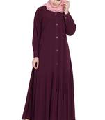 Wine front open designer abaya
