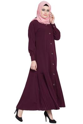 Wine front open designer abaya 2