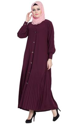 Wine front open designer abaya 3