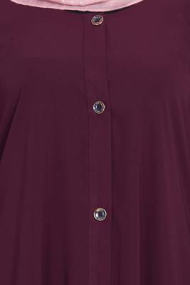 Wine front open designer abaya 4