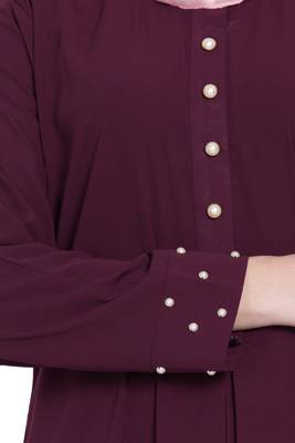 Wine front open girls stylish abaya 5