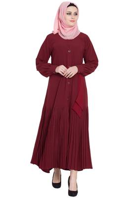 Maroon front open girls stylish abaya 1