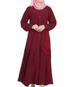 Maroon front open girls stylish abaya