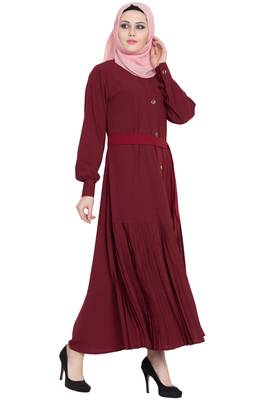 Maroon front open girls stylish abaya 2