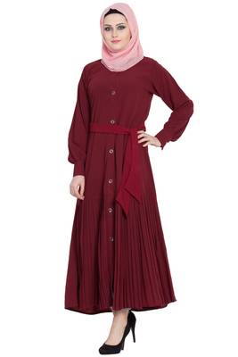 Maroon front open girls stylish abaya 3
