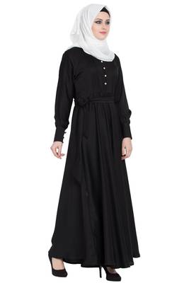 Black nida designer large flared abaya 3