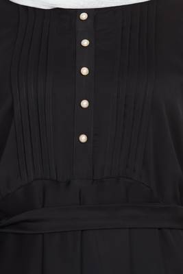 Black nida designer large flared abaya 5