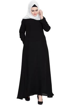 Black a- line simple abaya 1