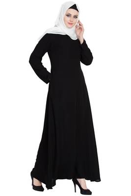 Black a- line simple abaya 2