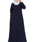 Navy blue A-line simple abaya